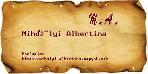 Mihályi Albertina névjegykártya